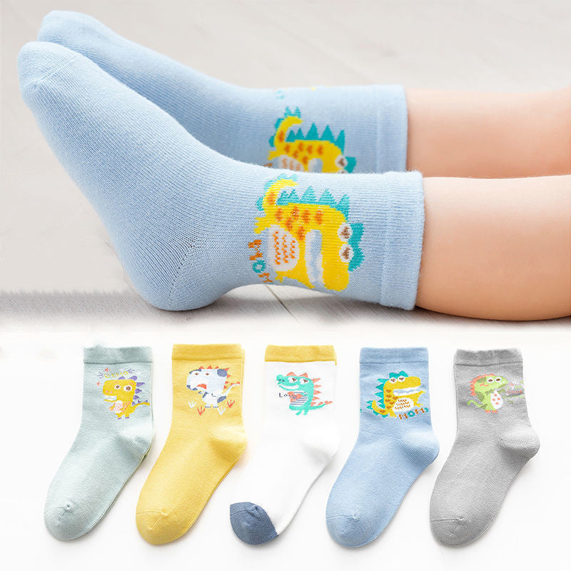 Cotton Children's Socks Medium Tube Dinosaur Thickened Baby Socks