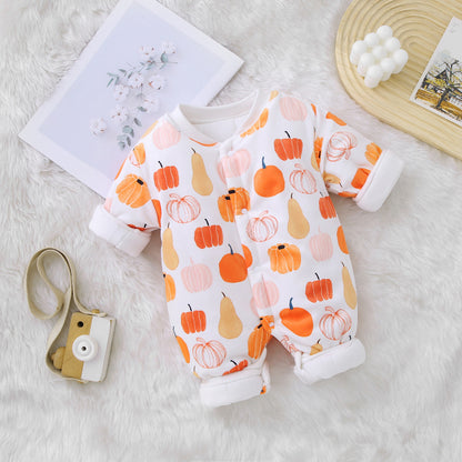 Children's Clothing Autumn And Winter Baby Thick Cotton Jumpsuit Baby Jumpsuit Long Sleeve