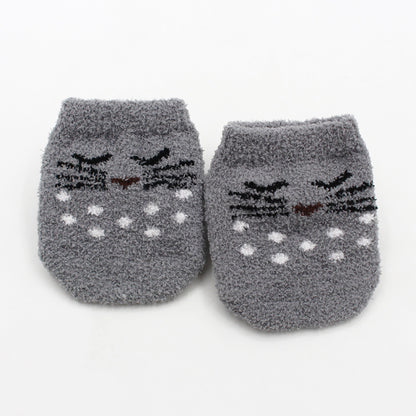 Autumn And Winter New Children Children's Socks Thick Coral Fleece Baby Floor Socks Non-slip Baby Socks Cartoon Children's Socks