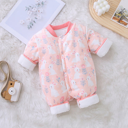 Children's Clothing Autumn And Winter Baby Thick Cotton Jumpsuit Baby Jumpsuit Long Sleeve