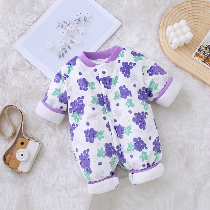 Children's Clothing Autumn And Winter Baby Thick Cotton Jumpsuit Baby Jumpsuit Long Sleeve