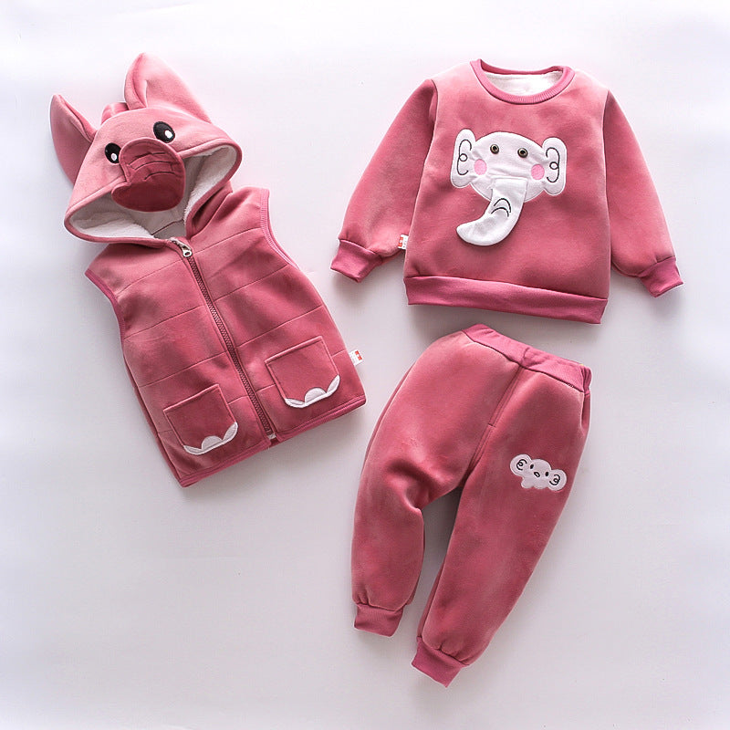 New Children's Clothing Winter Clothes For Boys Baby Thickening Three-piece Set