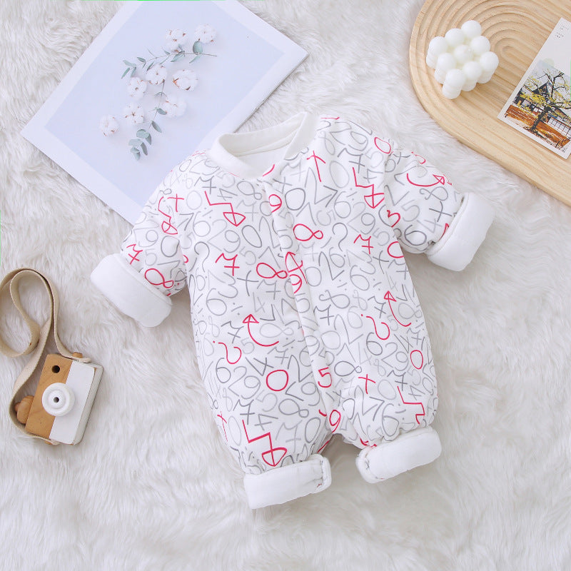 Children's Clothing Autumn And Winter Baby Thick Cotton Jumpsuit Baby Jumpsuit Long Sleeve