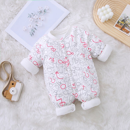 Children's Clothing Autumn And Winter Baby Thick Cotton Jumpsuit Baby Jumpsuit Long Sleeve